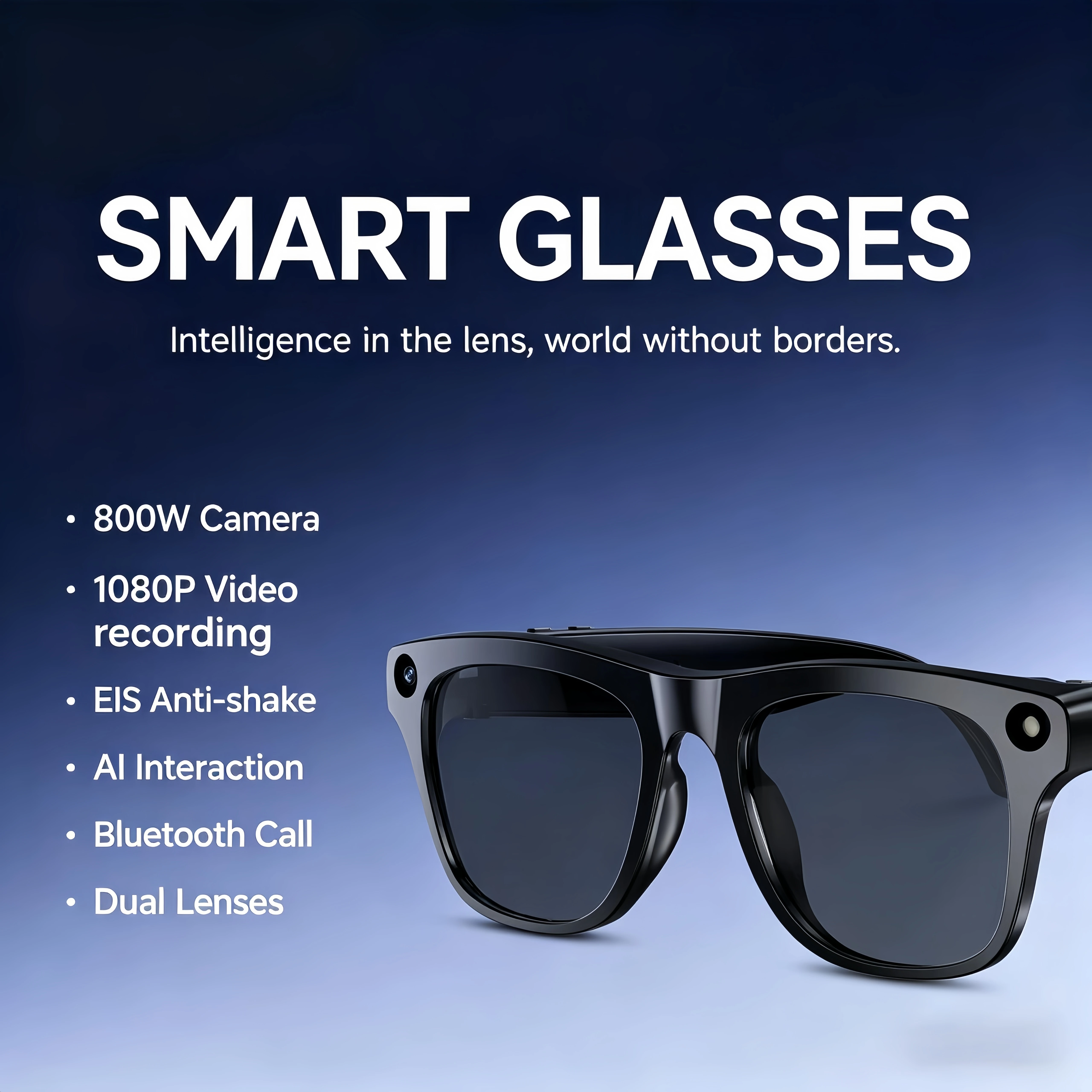 Open AI Smart Glasses 800W Anti-shake Camera Video Recorder AI Translation Bluetooth Call Dual Lenses Long Standby Smart glasses
Open AI Smart Glasses 800W Anti-shake Camera Video Recorder AI Translation Bluetooth Call Dual Lenses Long Standby Smart glasses