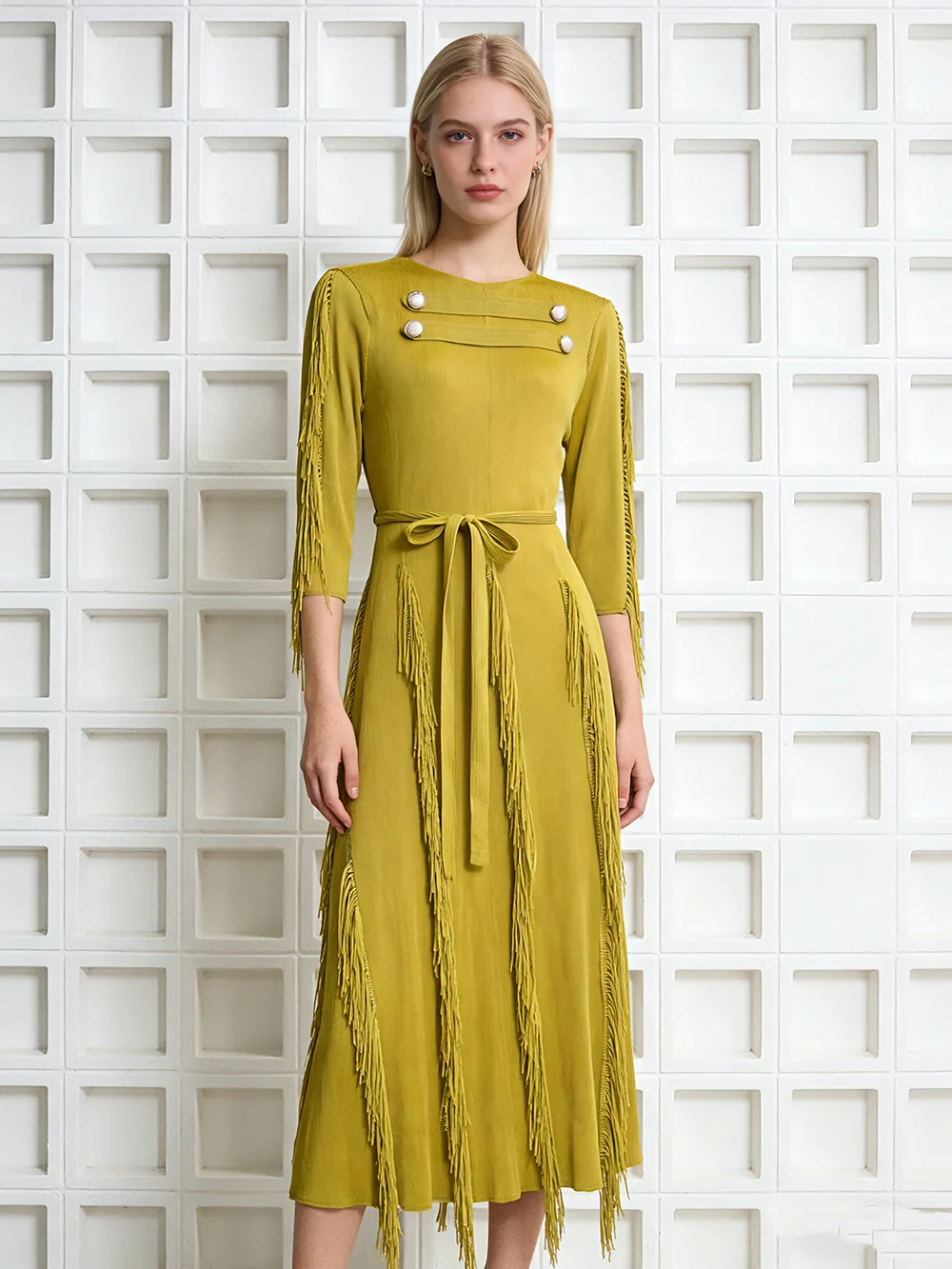 Luxury-Inspired Pleated Fringe Women Dress High Waist Tie-Waist Button Detail Relaxed Fit Formal Occasion Prom Chic Dresses
Luxury-Inspired Pleated Fringe Women Dress High Waist Tie-Waist Button Detail Relaxed Fit Formal Occasion Prom Chic Dresses