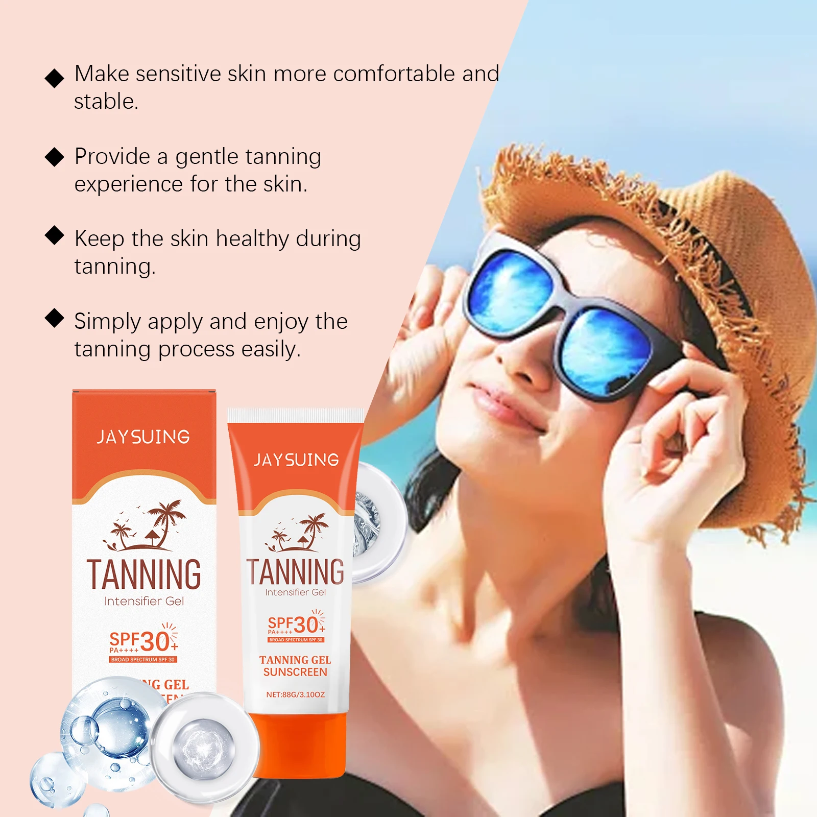 Intensive Tanning Gel Natural Tan Accelerator Water-Resistant Sunscreen Moisture Outdoor Sunbeds Bronzing Brown Self Tan Cream
Intensive Tanning Gel Natural Tan Accelerator Water-Resistant Sunscreen Moisture Outdoor Sunbeds Bronzing Brown Self Tan Cream