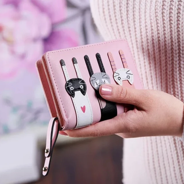 PU Leather Cartoon Cat Women Wallet Women Short Wallet Brand Designed Coin Purse Female Card Holder Cute Girl Wallet
PU Leather Cartoon Cat Women Wallet Women Short Wallet Brand Designed Coin Purse Female Card Holder Cute Girl Wallet