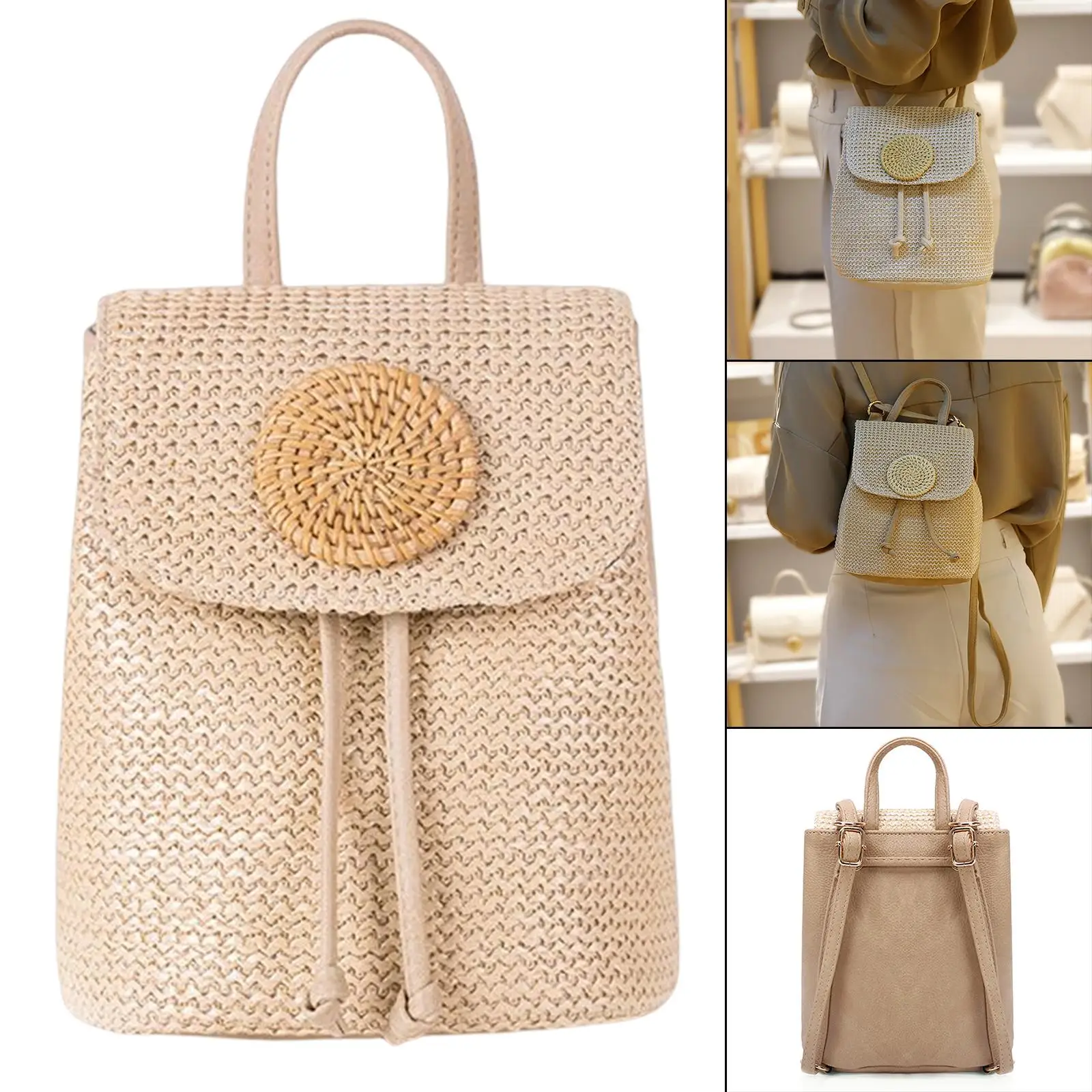 Straw Backpack, Button Natural Casual Rattan Knitted Woven , Tote Handwoven, for Vacation, , Birthday Gift Girls Ladies
Straw Backpack, Button Natural Casual Rattan Knitted Woven , Tote Handwoven, for Vacation, , Birthday Gift Girls Ladies