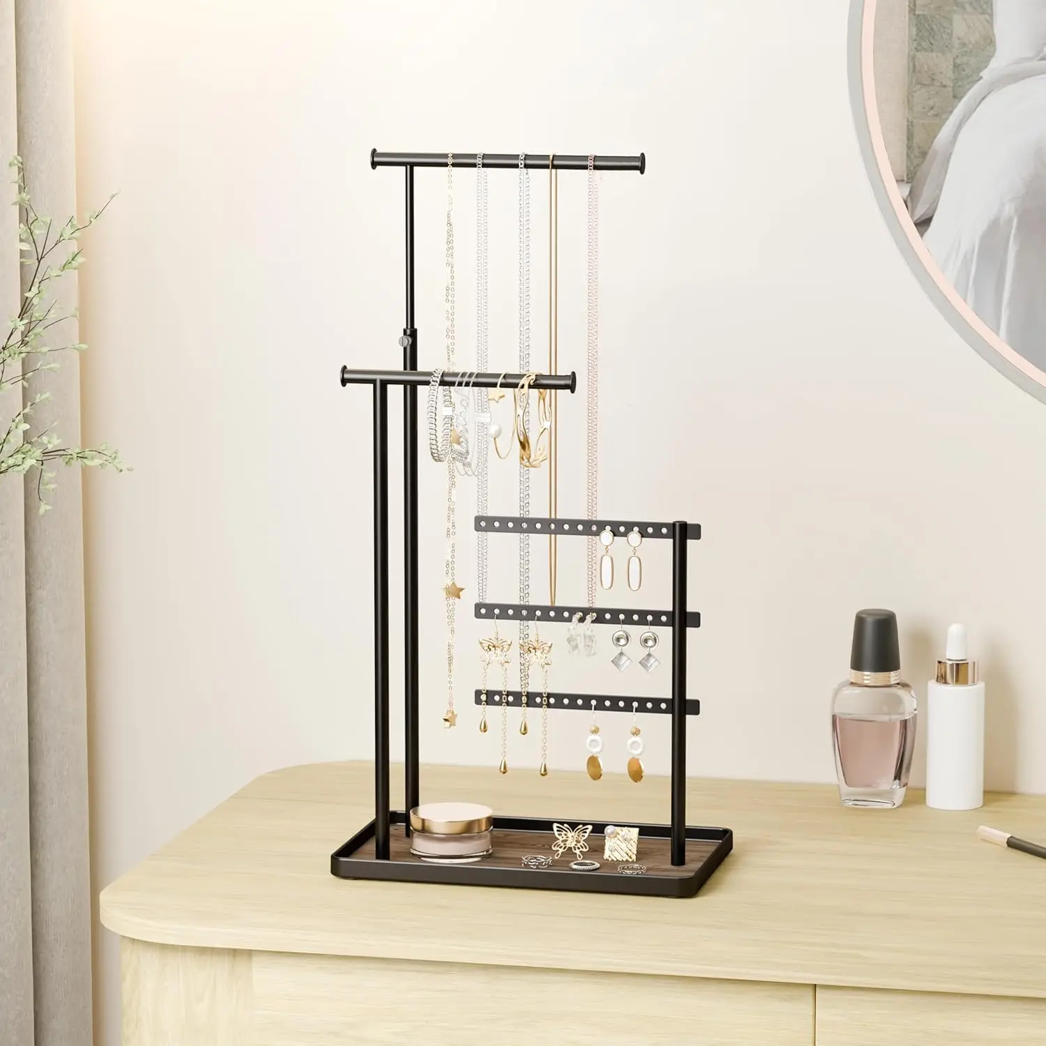 Black Jewelry Holder for Bracelet Necklace Organizer Shelf Metal Ring Display Storage Rack Earring Holder For Earring
Black Jewelry Holder for Bracelet Necklace Organizer Shelf Metal Ring Display Storage Rack Earring Holder For Earring