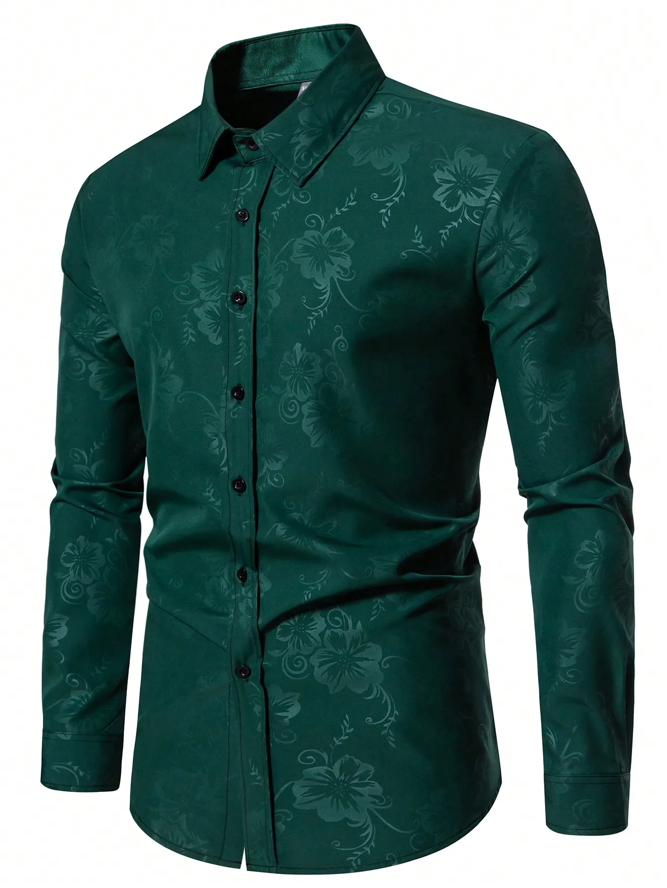 Men's Dark Green Floral Print Long Sleeve Button-Front Casual Shirt for Fall
Men's Dark Green Floral Print Long Sleeve Button-Front Casual Shirt for Fall