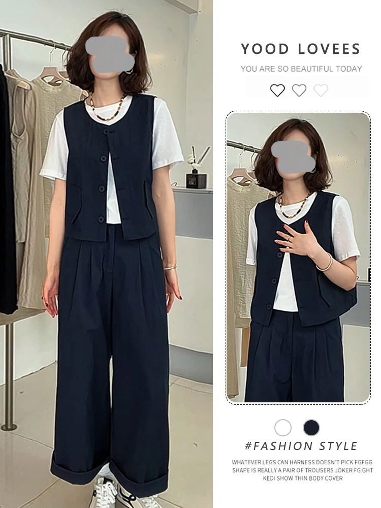 Salt And Sweet Style Thin Set Summer New Women's Fashion T-Shirt Vest Wide Leg Pants Three-Piece Suit Elegant Drapey Look
Salt And Sweet Style Thin Set Summer New Women's Fashion T-Shirt Vest Wide Leg Pants Three-Piece Suit Elegant Drapey Look