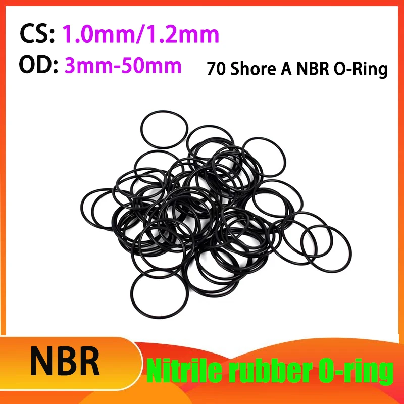 CS 1.0mm/1.2mm NBR 70-Durometer Nitrile O-Ring Black Nitrile Rubber O-ring Outer Diameter 3mm-50mm Oil Seal Sealing Ring
CS 1.0mm/1.2mm NBR 70-Durometer Nitrile O-Ring Black Nitrile Rubber O-ring Outer Diameter 3mm-50mm Oil Seal Sealing Ring