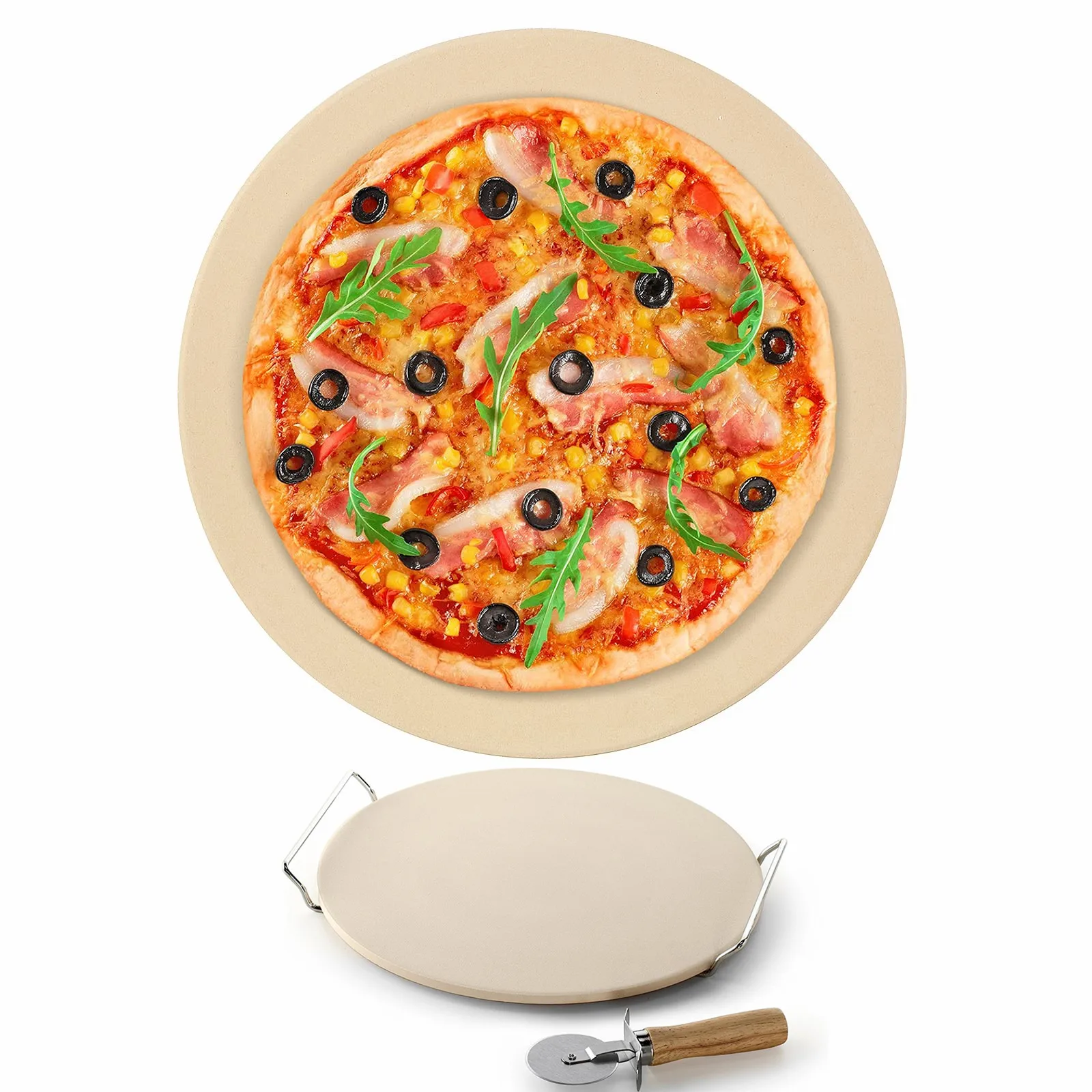 Cordierite Pizza Stone 12 Inch Round Baking Stone for Bread for Pizza Bread Pie BBQ Heavy Duty Ceramic Non-Stick Stone Bakeware
Cordierite Pizza Stone 12 Inch Round Baking Stone for Bread for Pizza Bread Pie BBQ Heavy Duty Ceramic Non-Stick Stone Bakeware
