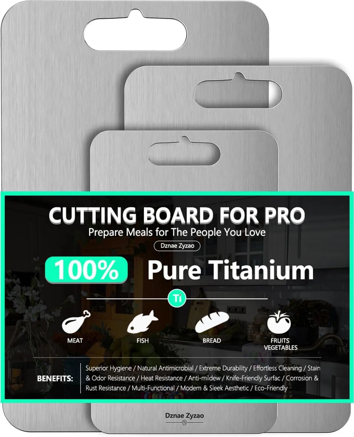 2026 New Food-Grade 100% Pure Titanium Cutting Board Set of 3, Double-Sided Kitchen Boards Dishwasher Safe (S+M+L)
2026 New Food-Grade 100% Pure Titanium Cutting Board Set of 3, Double-Sided Kitchen Boards Dishwasher Safe (S+M+L)