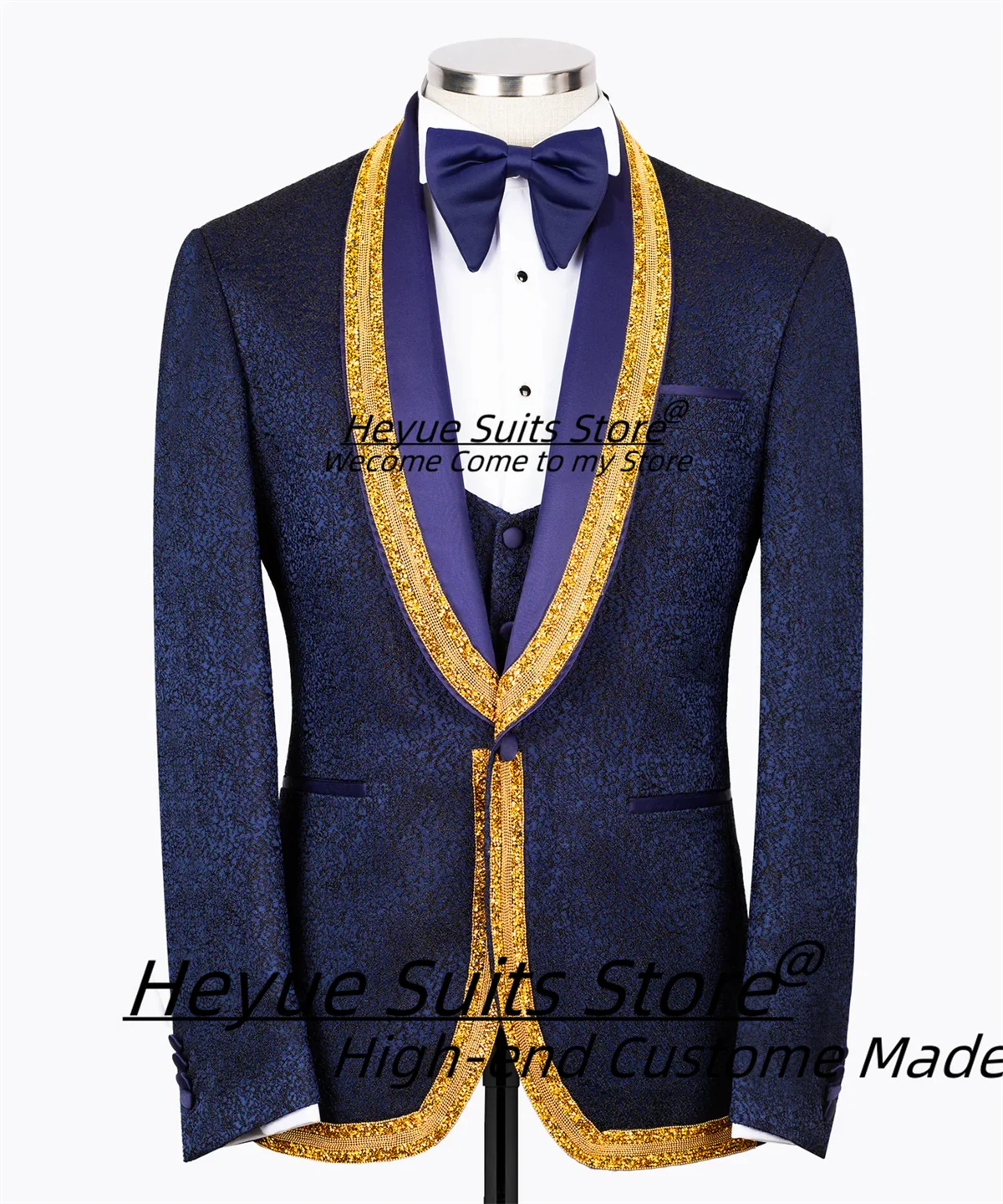 Luxuly Bead Embroidery Shawl Lapel Groom Wedding Tuxedos Customized Slim Fit 3 Pieces Sets Male Prom Blazers trajes para hombre
Luxuly Bead Embroidery Shawl Lapel Groom Wedding Tuxedos Customized Slim Fit 3 Pieces Sets Male Prom Blazers trajes para hombre