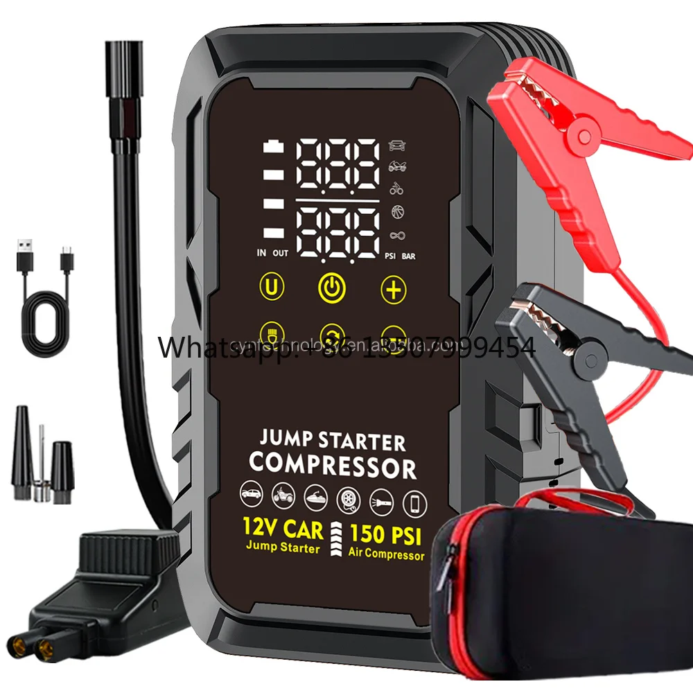 Jump Starter with Air Compressor 3000A Peak Current Portable Car Battery Power Bank Tyre Inflator 22200mWh
Jump Starter with Air Compressor 3000A Peak Current Portable Car Battery Power Bank Tyre Inflator 22200mWh