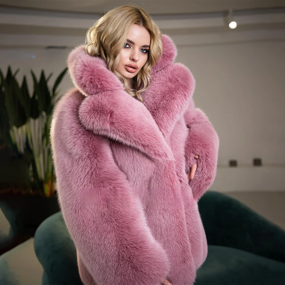 Women Fashion Natural Fox Fur Jacket Mid-length New Trendy Wholeskin Genuine Fox Fur Coats with Big Turn-down Collar Overcoats
Women Fashion Natural Fox Fur Jacket Mid-length New Trendy Wholeskin Genuine Fox Fur Coats with Big Turn-down Collar Overcoats
