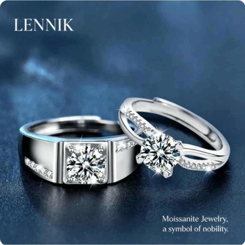 LENNIK S925 Sterling Silver Moissanite Couple Rings Premium Texture Adjustable Open Band Fashion Jewelry for Lovers
LENNIK S925 Sterling Silver Moissanite Couple Rings Premium Texture Adjustable Open Band Fashion Jewelry for Lovers