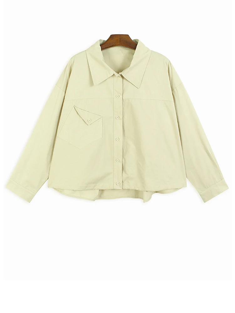 Women Khaki Pocket Irregular Big Size Casual Blouse New Lapel Long Sleeve Shirt Fashion Tide Spring Autumn X899
Women Khaki Pocket Irregular Big Size Casual Blouse New Lapel Long Sleeve Shirt Fashion Tide Spring Autumn X899