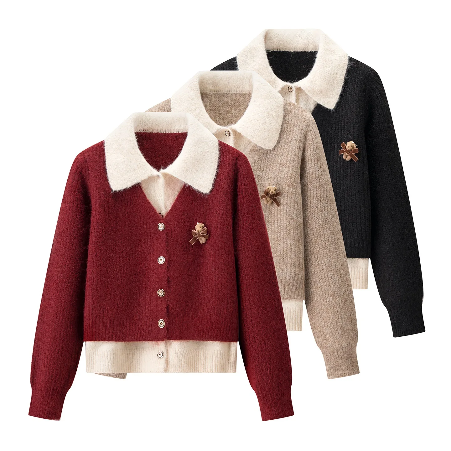 Autumn and Winter New Fake Two Piece Lapel Women's Three-dimensional Slimming Temperament Sweater
Autumn and Winter New Fake Two Piece Lapel Women's Three-dimensional Slimming Temperament Sweater