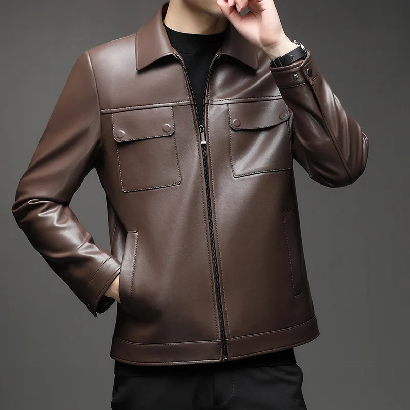 Leibusi Men's Biker Leather Jaet Casual Busin Admin Large Size Extra Fat Leather Coat Middle Youth Faionable Coat
Leibusi Men's Biker Leather Jaet Casual Busin Admin Large Size Extra Fat Leather Coat Middle Youth Faionable Coat