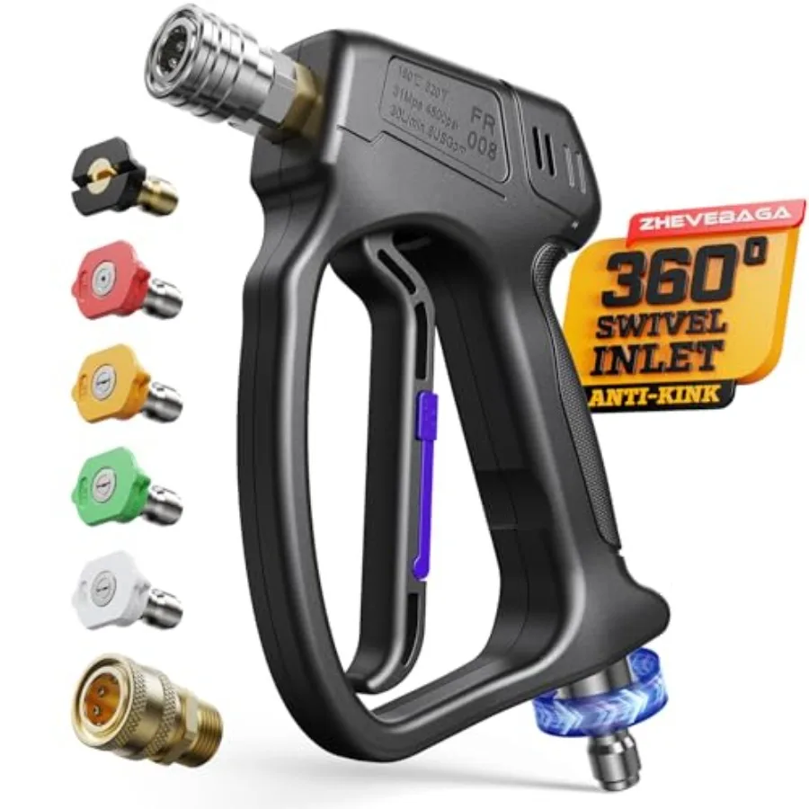 Short pressure washer gun for outdoor cleaning, brass and stainless steel construction, black and chrome finish, swivel 3/8 M22
Short pressure washer gun for outdoor cleaning, brass and stainless steel construction, black and chrome finish, swivel 3/8 M22