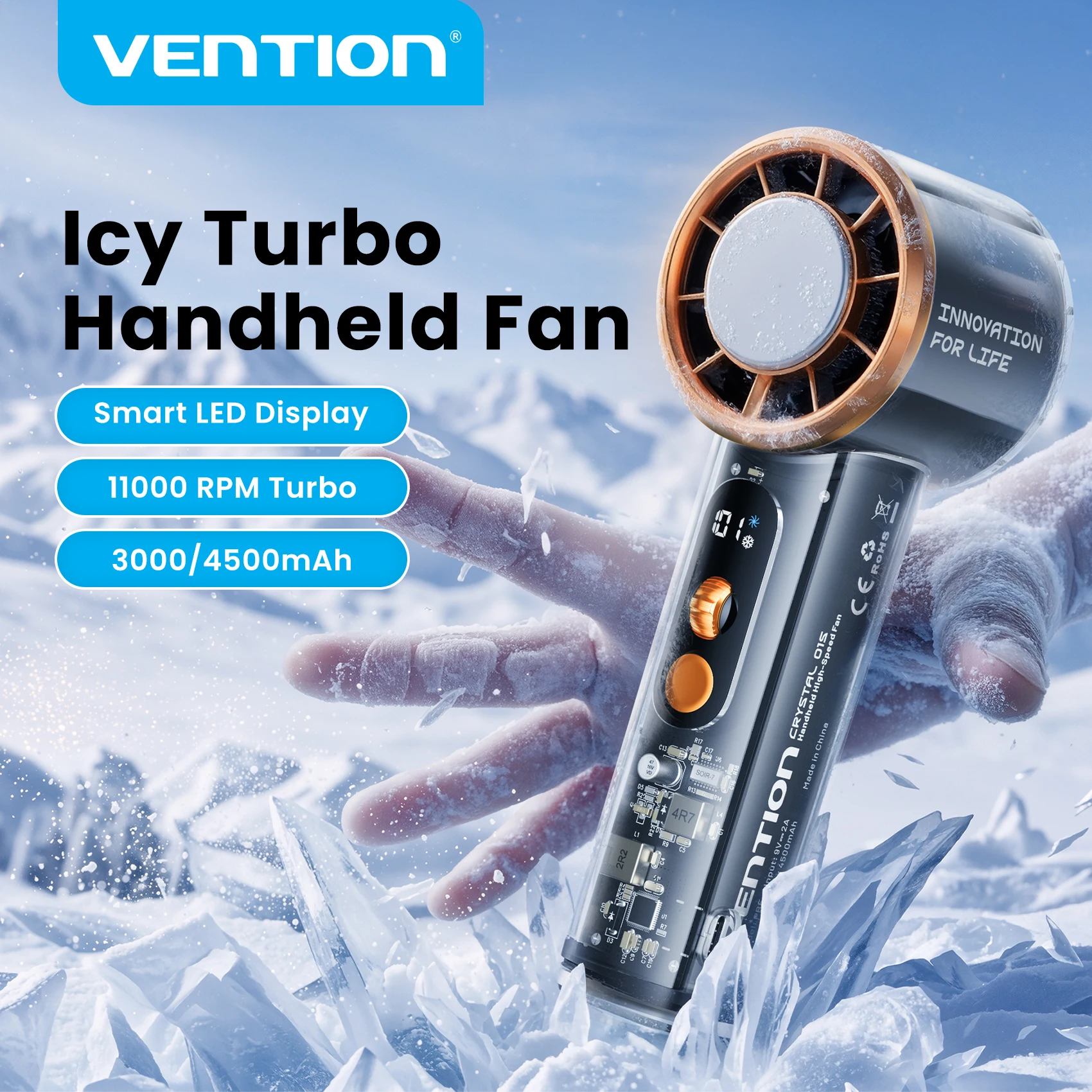 Vention Turbo Handheld Fan Superconductive Cooling Portable Outdoor Camping 11000 RPM Speed Stepless LED Digital Display Fan
Vention Turbo Handheld Fan Superconductive Cooling Portable Outdoor Camping 11000 RPM Speed Stepless LED Digital Display Fan