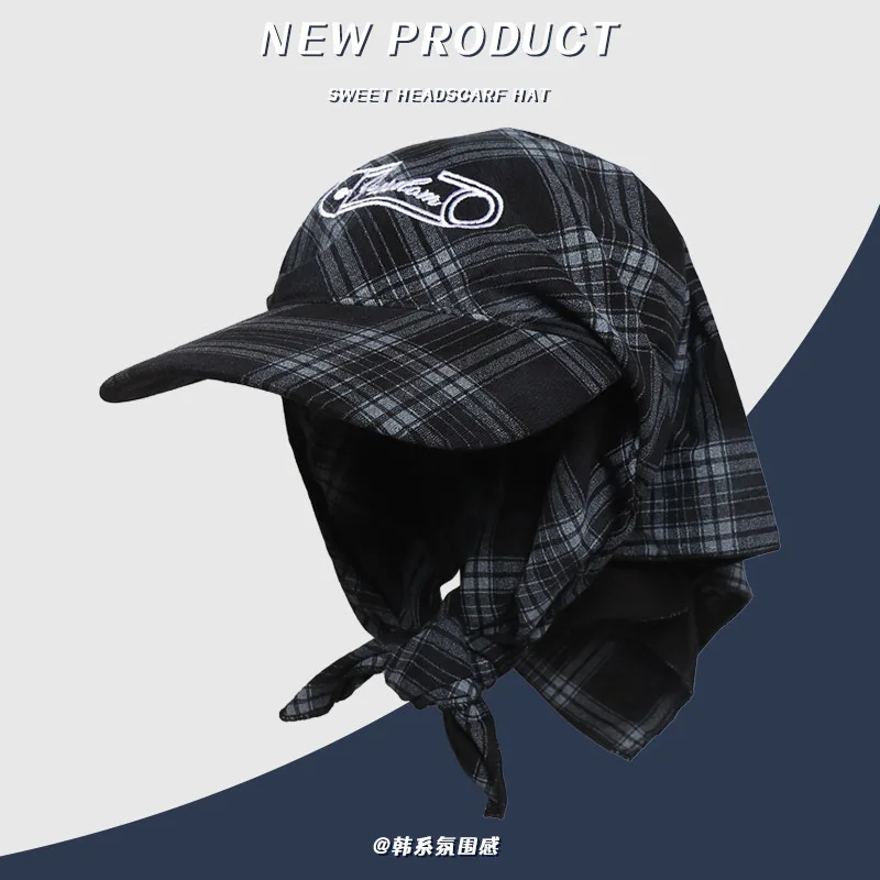 Korean Fashion Color Matching Plaid Headscarf Caps Men Summer Trend Sunscreen Personalized Letter Embroidery Sun Hats for Women
Korean Fashion Color Matching Plaid Headscarf Caps Men Summer Trend Sunscreen Personalized Letter Embroidery Sun Hats for Women