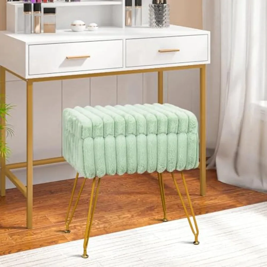 Faux Fur Vanity Stool Chair with Storage Ottoman Vanity Chair for Makeup Room Vanity Stools for Bedroom Footrest with Metal Leg
Faux Fur Vanity Stool Chair with Storage Ottoman Vanity Chair for Makeup Room Vanity Stools for Bedroom Footrest with Metal Leg