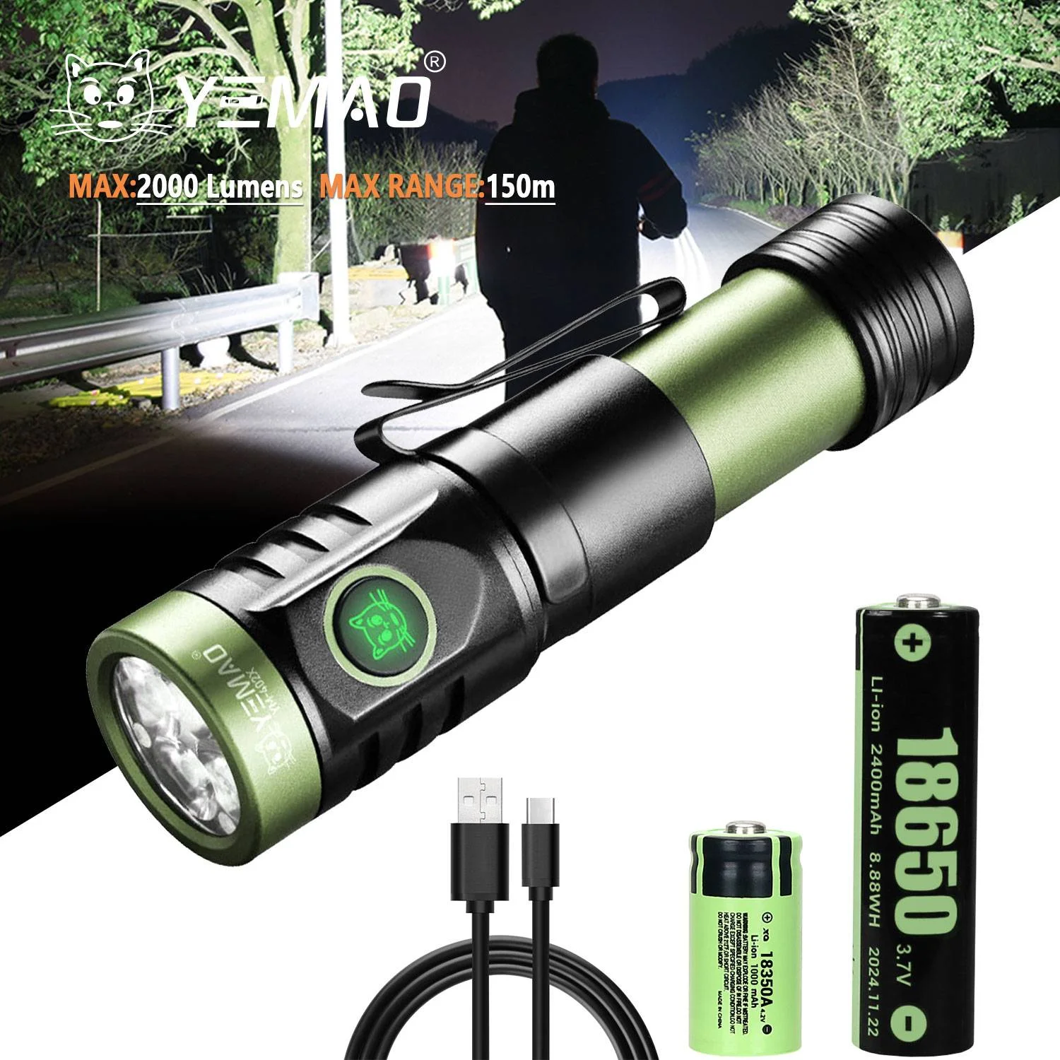 Rechargeable flashlight, compatible with 18650 and 18350 , LED super bright flashlight, magnetic suction, with pen clip
Rechargeable flashlight, compatible with 18650 and 18350 , LED super bright flashlight, magnetic suction, with pen clip