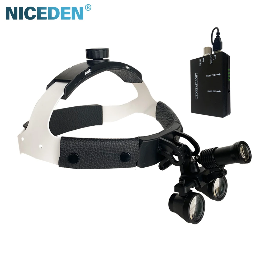 de ntal Binocular Loupes 2.5X 3.5X 5W Headband Mounted with LED Headlight Dentist Magnification
de ntal Binocular Loupes 2.5X 3.5X 5W Headband Mounted with LED Headlight Dentist Magnification