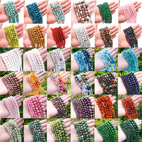 Natural Stone Beads 4 6 8 10mm Tiger Eye Lava Tourmaline Jades Agate Crystals Opal Bead for Jewelry Making DIY Bracelet Necklace
