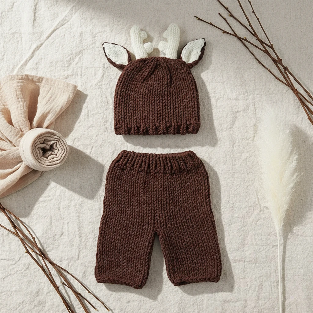 Newborn Deer Costume Set 2pcs Knitted Hat Pants Baby Handmade Cartoon Photo Props Accessories Infant Photoshoot Clothing
Newborn Deer Costume Set 2pcs Knitted Hat Pants Baby Handmade Cartoon Photo Props Accessories Infant Photoshoot Clothing