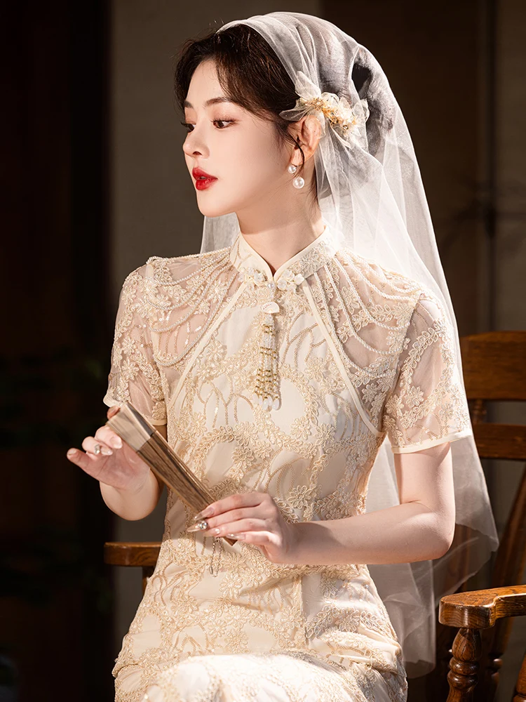 Ele Lace Wedding Dr Reformed Engagement Gown for Women ort Sve Low Slit Pure Color Vintage Sle
Ele Lace Wedding Dr Reformed Engagement Gown for Women ort Sve Low Slit Pure Color Vintage Sle