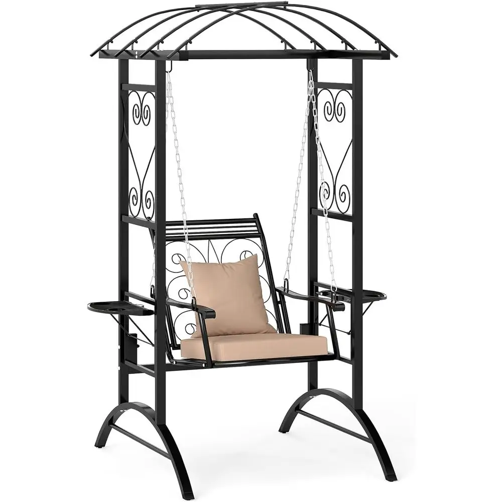 Durable Metal Outdoor Swing Set with Cushions, Side Tables, for Patio, Garden, and Poolside
Durable Metal Outdoor Swing Set with Cushions, Side Tables, for Patio, Garden, and Poolside