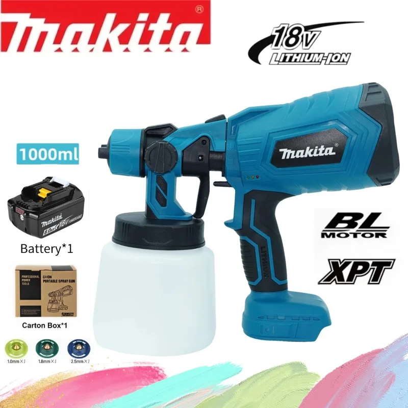100% Genuine Makita 1000ml Cordless Electric Spray Gun — Portable HVLP Home Painting Sprayer for Cars and Furniture BL1860 18V
100% Genuine Makita 1000ml Cordless Electric Spray Gun — Portable HVLP Home Painting Sprayer for Cars and Furniture BL1860 18V