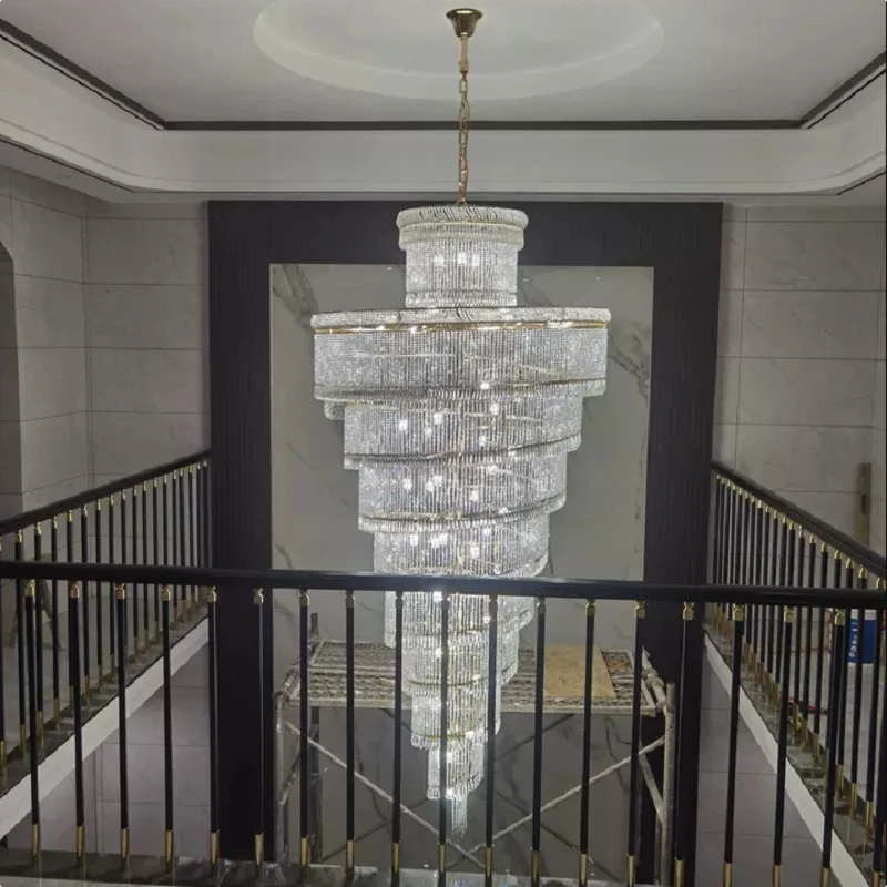 Luxury staircase Crystal Chandelier Hotel Lobby decoration Project Lighting loft crystal lights
Luxury staircase Crystal Chandelier Hotel Lobby decoration Project Lighting loft crystal lights