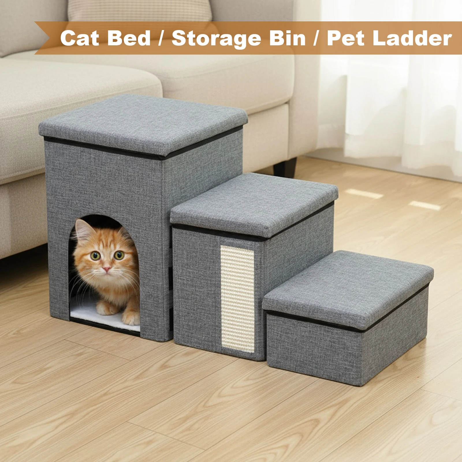 3 Levels Step Foldable Pet Stairs Multi-Purpose Pet Stairway Storage Box Removable Storage Organizer for Sofa Couch Bed Supplies
3 Levels Step Foldable Pet Stairs Multi-Purpose Pet Stairway Storage Box Removable Storage Organizer for Sofa Couch Bed Supplies