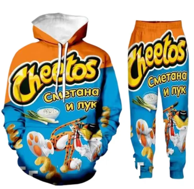 Брюки из 2 шт. + толстовки Cheetos Puffs, толстовка с 3D принтом, мужские толстовки, спортивный костюм из двух предметов, мужская одежда
Брюки из 2 шт. + толстовки Cheetos Puffs, толстовка с 3D принтом, мужские толстовки, спортивный костюм из двух предметов, мужская одежда
