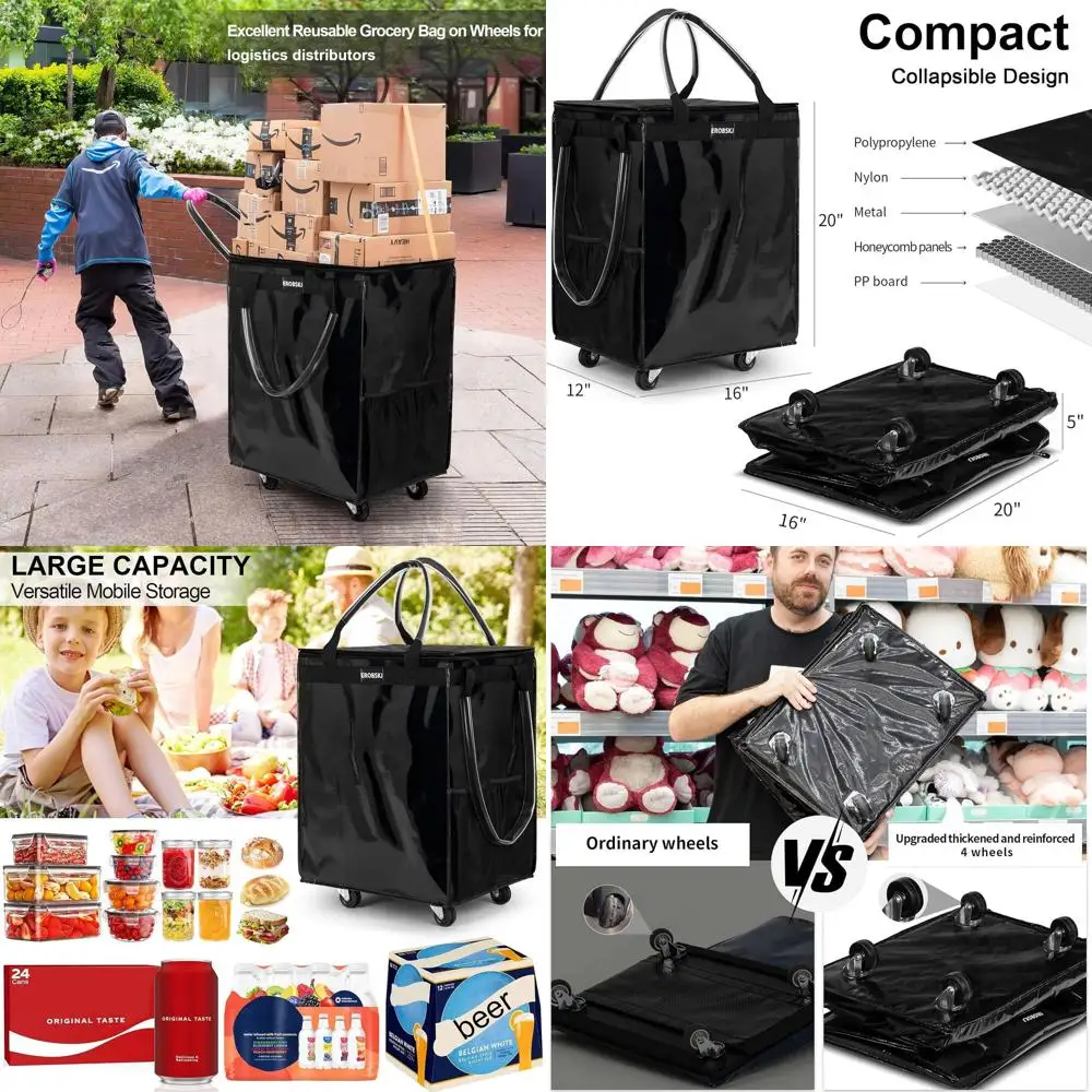 Складная сумка-тележка для покупок на 4 колесах, 70 л, выдерживает до 30 кг, идеально подходит для походов за покупками и стирки.
Складная сумка-тележка для покупок на 4 колесах, 70 л, выдерживает до 30 кг, идеально подходит для походов за покупками и стирки.