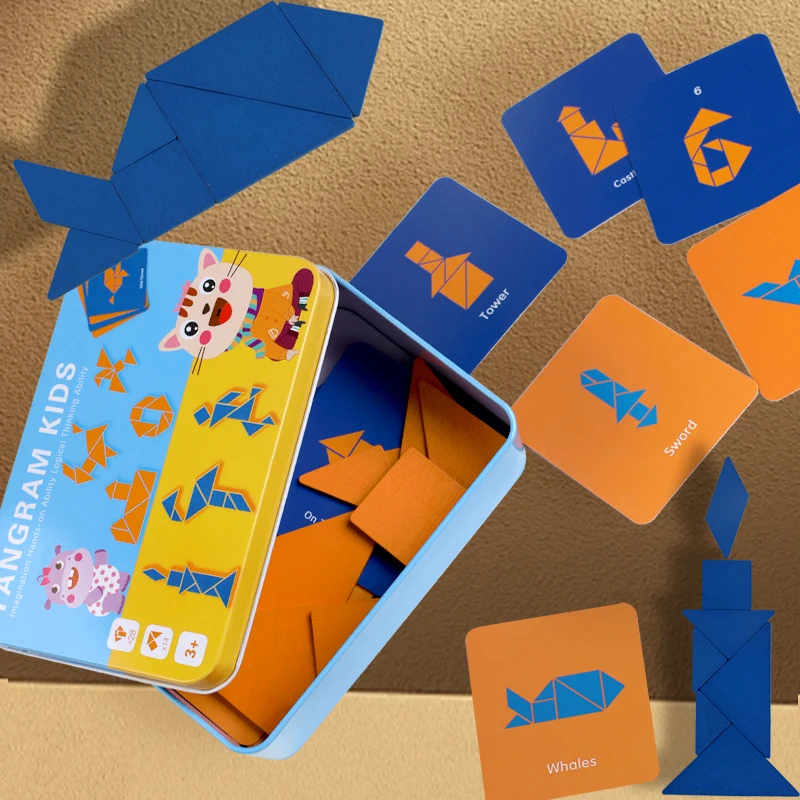 Children's Wooden Tangram Puzzle Set Colorful Iron Box Board Card Early Education Intelligence Number & Letter Toys
Children's Wooden Tangram Puzzle Set Colorful Iron Box Board Card Early Education Intelligence Number & Letter Toys