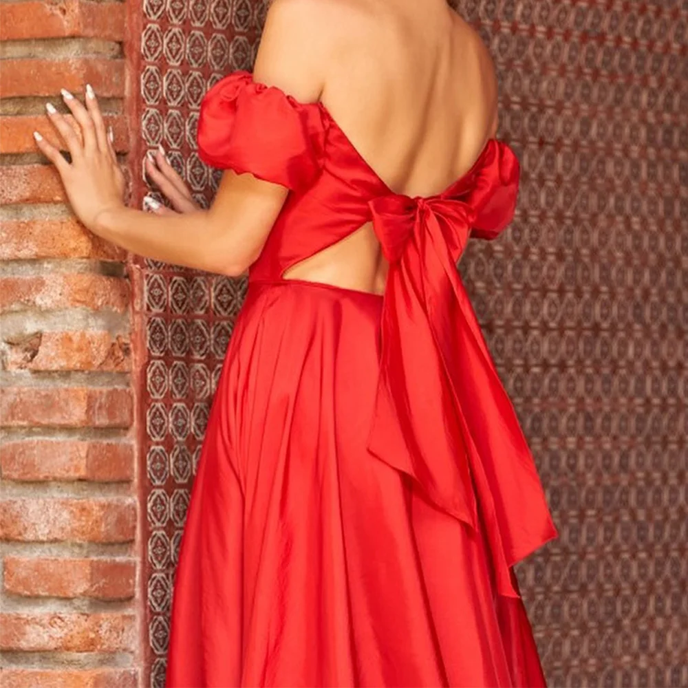 Satin Off the Shoulder Strapless Side Slit Floor Length Straight Evening Dress Bow Lace Up Back Modern Solid Color Prom Gowns
Satin Off the Shoulder Strapless Side Slit Floor Length Straight Evening Dress Bow Lace Up Back Modern Solid Color Prom Gowns