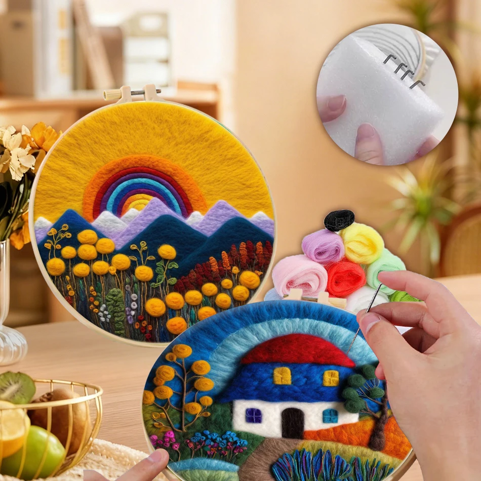 GATYZTORY Wool Felting Kit Crafts supplies adults Scenery Landscape Embroidery Frame Handicraft Felt Sewing Kit Wool Burlap Set
GATYZTORY Wool Felting Kit Crafts supplies adults Scenery Landscape Embroidery Frame Handicraft Felt Sewing Kit Wool Burlap Set
