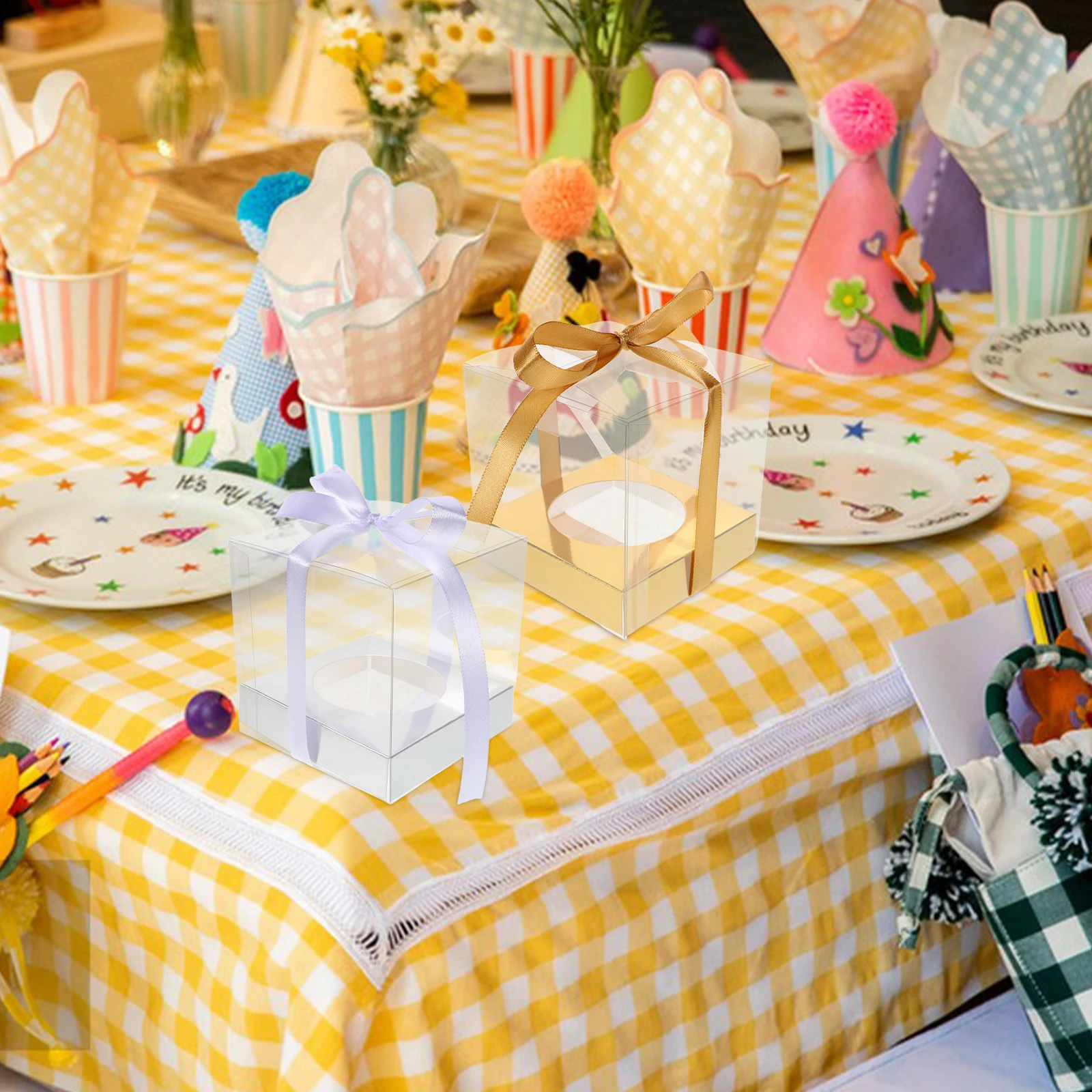 24pcs Clear Single Cupcake Boxes Transparent Mini Muffin Carrier Containers Individual Dessert Packaging Box With Insert Ribbon
24pcs Clear Single Cupcake Boxes Transparent Mini Muffin Carrier Containers Individual Dessert Packaging Box With Insert Ribbon
