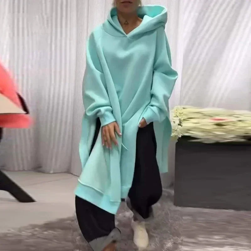 Casual Solid Color Long Hoodie Sweatshirt Women Autumn Loose Side Slit Hooded Top New Winter Long Sleeve Streetwear Pullover
Casual Solid Color Long Hoodie Sweatshirt Women Autumn Loose Side Slit Hooded Top New Winter Long Sleeve Streetwear Pullover