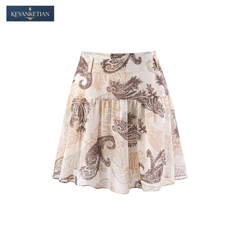 KEYANKETIAN 2026 Romantic Bohemian A-Line Mini Skirt High Waist Paisley Print, Tiered Ruffle Hem Chiffon Fabric A-line Skirt
KEYANKETIAN 2026 Romantic Bohemian A-Line Mini Skirt High Waist Paisley Print, Tiered Ruffle Hem Chiffon Fabric A-line Skirt