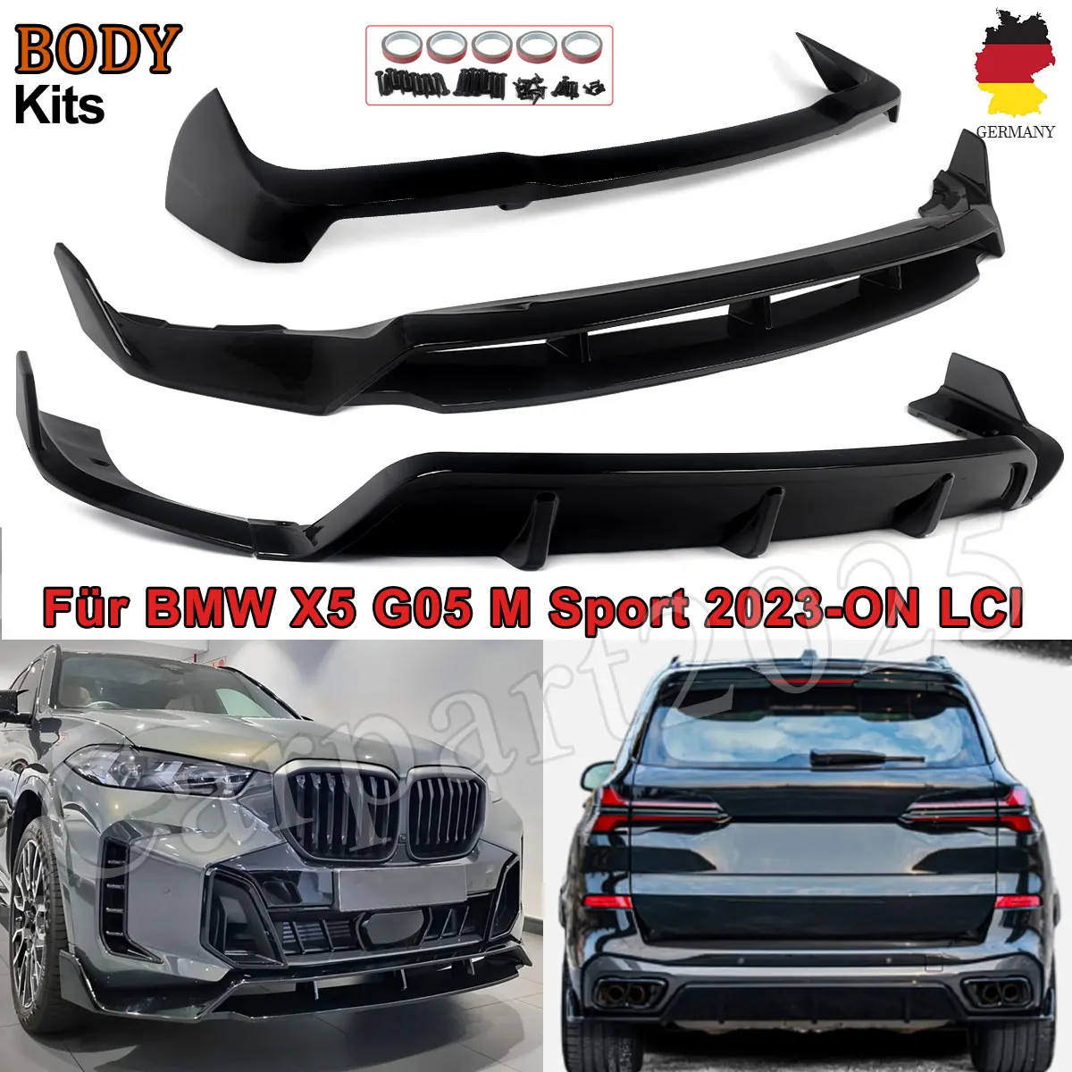 For BMW X5 G05 M Sport 2023 2024 LCI Bumper Diffuser Surround Front Lip Roof Spoiler Rear Diffuser Splitter Refit BODY KITS
For BMW X5 G05 M Sport 2023 2024 LCI Bumper Diffuser Surround Front Lip Roof Spoiler Rear Diffuser Splitter Refit BODY KITS