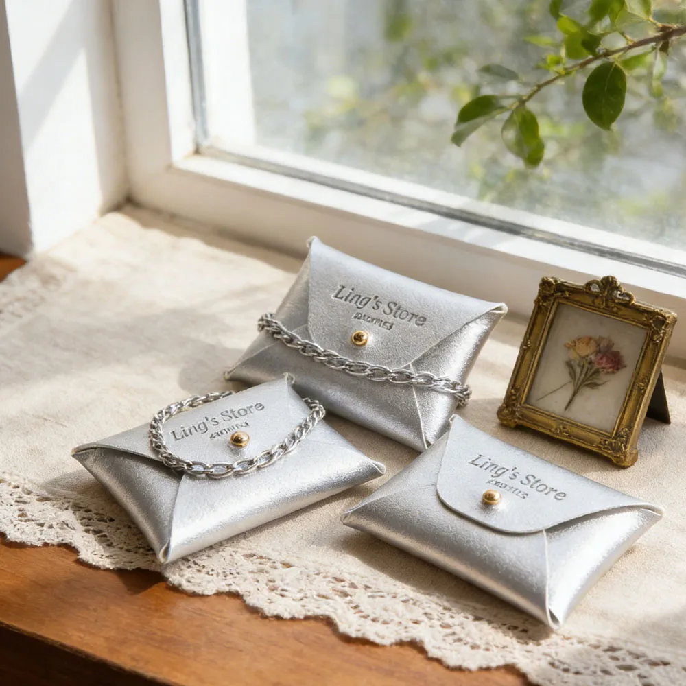 7x5cm Silver Jewelry Leather Rivet Bag Ring Stud Earring Bracelet Pendant Coin Organizer Box Gift Storage Pouch Personalizd Logo
7x5cm Silver Jewelry Leather Rivet Bag Ring Stud Earring Bracelet Pendant Coin Organizer Box Gift Storage Pouch Personalizd Logo