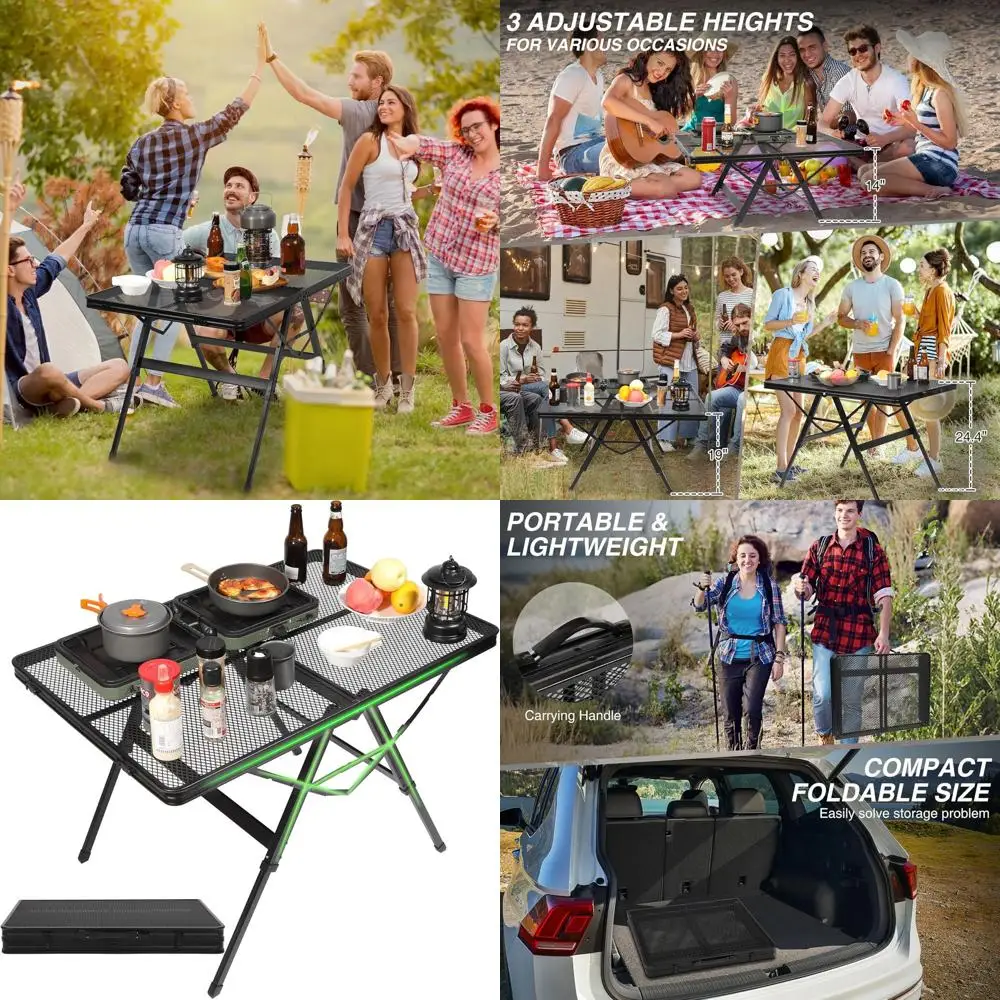 Portable Aluminum Outdoor BBQ Grill Table with Adjustable Height, Suitable for Camping and Picnics, 36L x 24W
Portable Aluminum Outdoor BBQ Grill Table with Adjustable Height, Suitable for Camping and Picnics, 36L x 24W