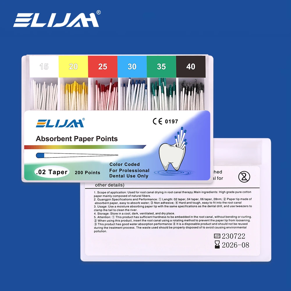 ELIJAH 160/100Pcs Dental Absorbent Paper Points Sterile Mixed Size Root Cancel Endodontics Cotton Fiber Tips Dentistry Materials
ELIJAH 160/100Pcs Dental Absorbent Paper Points Sterile Mixed Size Root Cancel Endodontics Cotton Fiber Tips Dentistry Materials