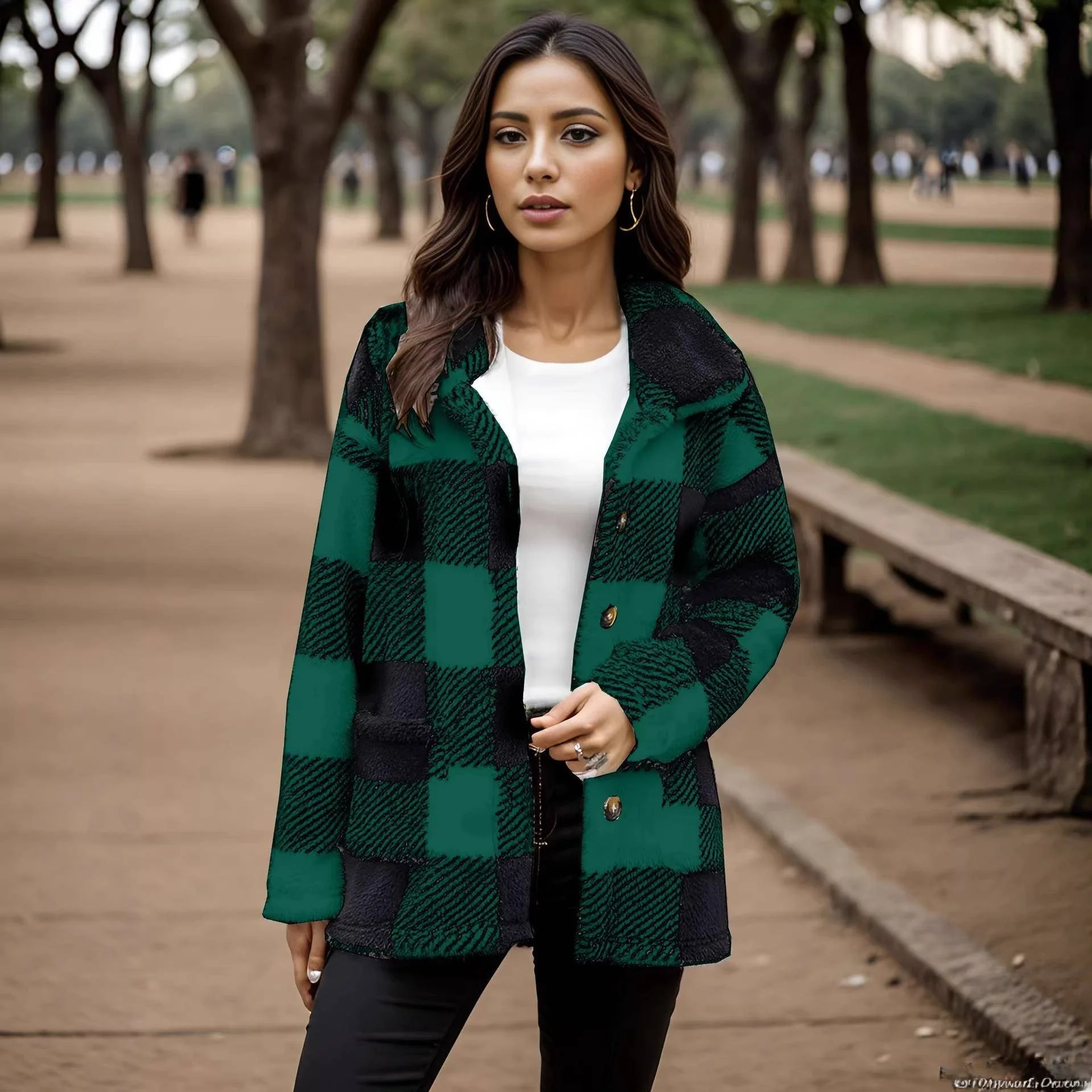 Loose Furry Women's Coat 2025 New Long Sleeve Plaid Button Design with Pocket Mid-Length Commuter Style Thick Winter Outerwear
Loose Furry Women's Coat 2025 New Long Sleeve Plaid Button Design with Pocket Mid-Length Commuter Style Thick Winter Outerwear