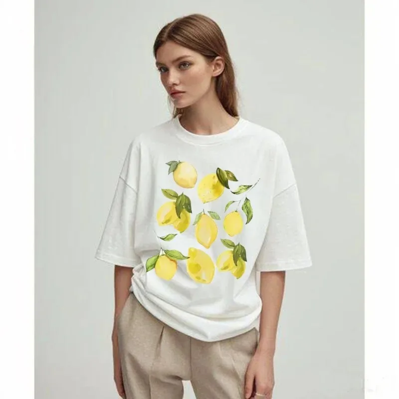 Футболка женская летняя с принтом 8 лимонов, винтажный топ с круглым вырезом и коротким рукавом, модная уличная одежда в готическом стиле, Y2K 
Футболка женская летняя с принтом 8 лимонов, винтажный топ с круглым вырезом и коротким рукавом, модная уличная одежда в готическом стиле, Y2K