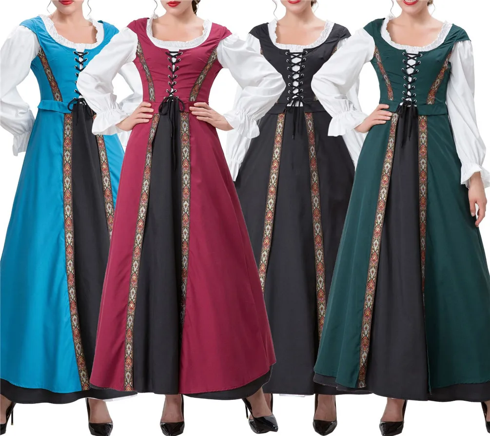 Halloween Women European Medieval Retro Court Princess Cosplay Costume Long Dress Elegant Witch Masquerade Dress
Halloween Women European Medieval Retro Court Princess Cosplay Costume Long Dress Elegant Witch Masquerade Dress