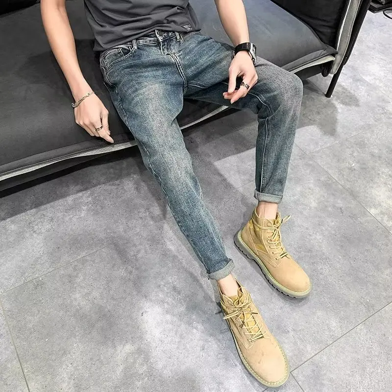 Retro Faded Denim Jeans Men's Slim Fit Spring Autumn Casual Long Pants Korean Style Cool Handsome Straight Leg Jeans
Retro Faded Denim Jeans Men's Slim Fit Spring Autumn Casual Long Pants Korean Style Cool Handsome Straight Leg Jeans
