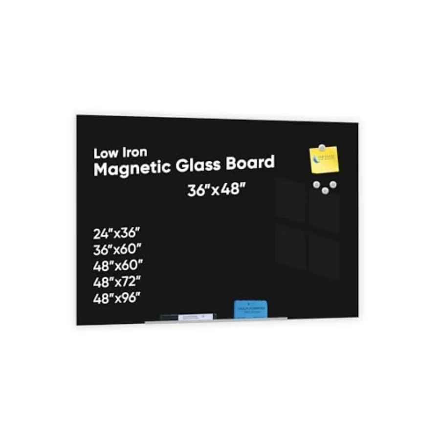 Magnetic Black Glass Dry Erase Board 48 in. x 36 in. 3' x 4' Frameless Floating Wall-Mounted Design with Marker Eraser and Magn
Magnetic Black Glass Dry Erase Board 48 in. x 36 in. 3' x 4' Frameless Floating Wall-Mounted Design with Marker Eraser and Magn