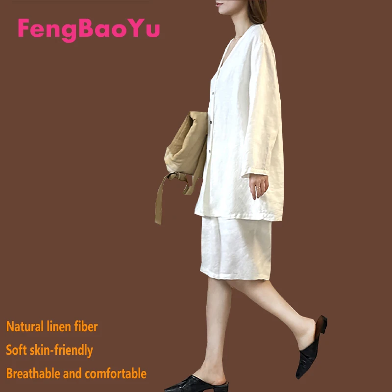 Женский костюм из 100% натурального льна, рубашка с длинными рукавами и шорты, состоящий из 2 предметов, простой и удобный, повседневный, весна-лето, крутой 
Женский костюм из 100% натурального льна, рубашка с длинными рукавами и шорты, состоящий из 2 предметов, простой и удобный, повседневный, весна-лето, крутой