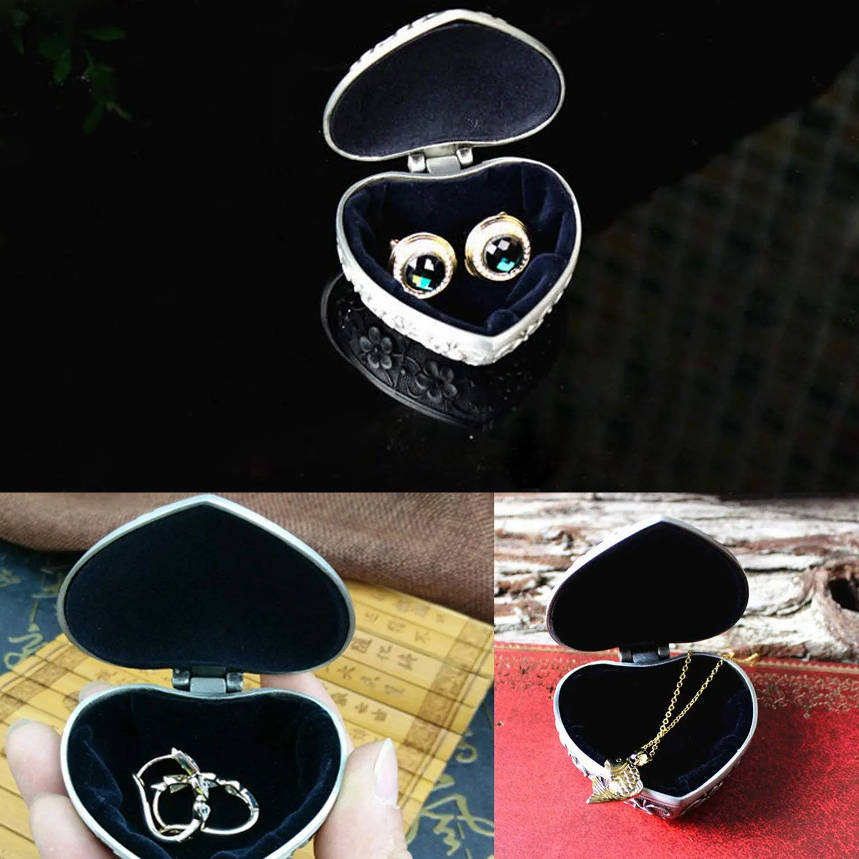 ABSE-4X Classic Vintage Antique Heart Shape Jewelry Box Ring Small Trinket Storage Organizer Chest Christmas Gift,Silver
ABSE-4X Classic Vintage Antique Heart Shape Jewelry Box Ring Small Trinket Storage Organizer Chest Christmas Gift,Silver